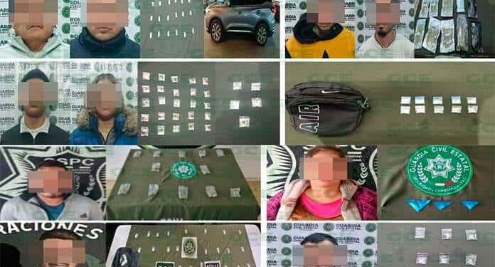 Detienen a 11 narcotraficantes con 140 dosis de droga