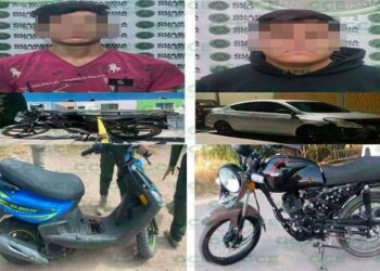 Detienen a dos personas con vehículo y moto robados