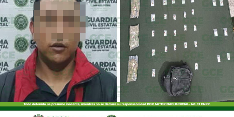 Detienen en Santa María del Río a presunto integrante de grupo criminal vinculado al narcomenudeo