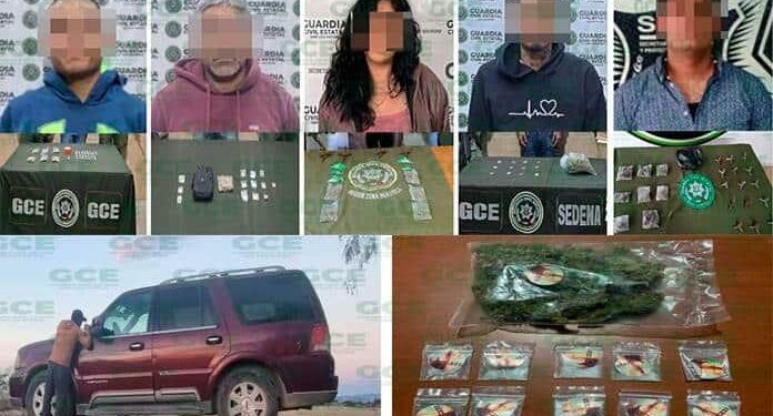 Capturan a cinco narcotraficantes con 92 dosis de droga