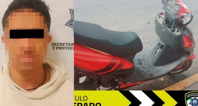 Vándalo andaba en motocicleta robada