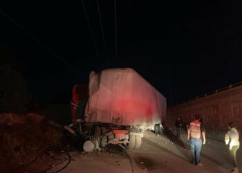 Fotos | Un trailero derriba bardas y un poste en la Fracción Rivera