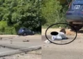 VIDEO | Bebé sobrevive a un brutal accidente y es rescatado mientras gateaba en la carretera