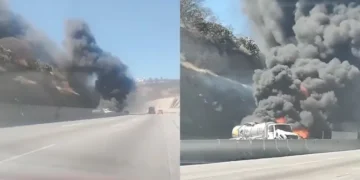 Choque múltiple en la México-Querétaro causa explosión de pipa