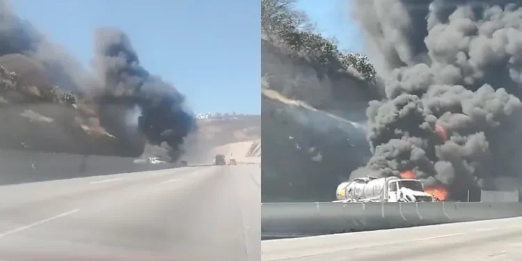 Choque múltiple en la México-Querétaro causa explosión de pipa