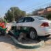 Taxi choca contra poste de alumbrado en Camino a Peñasco