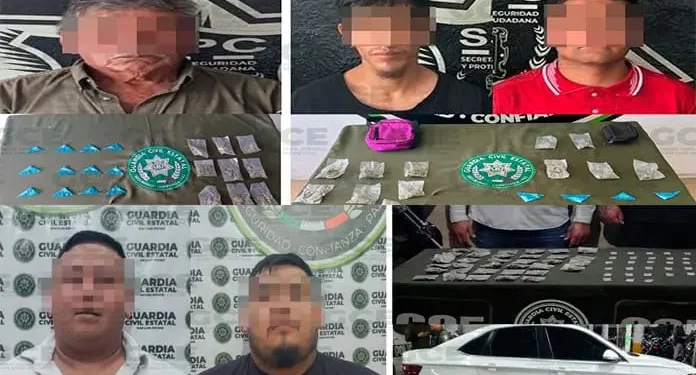 Cinco detenidos por la GCE con drogas en operativos de seguridad