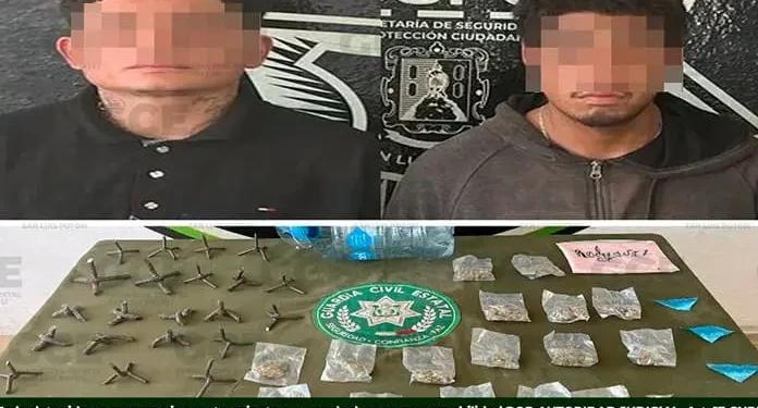 Dos detenidos por portar droga y artefactos “poncha llantas”