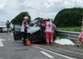 VIDEO | Familia se ve involucrada en accidente fatal en libramiento Tamuín-Valles con saldo de dos muertos