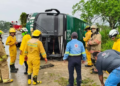 Volcadura de autobús en la Valles-Tamazunchale deja al menos cinco lesionados