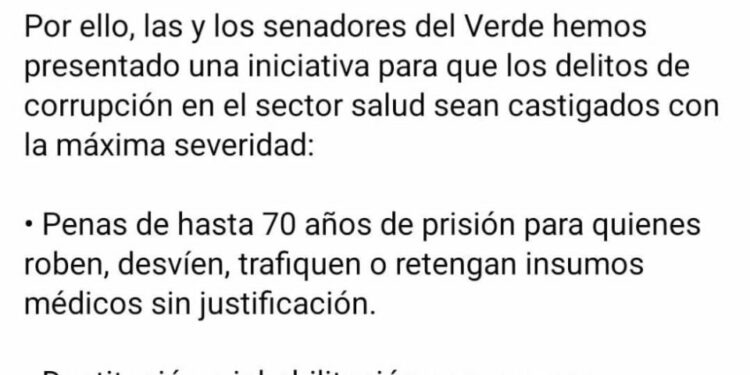 Ruth González presenta iniciativa para endurecer las penas por corrupción en sector salud