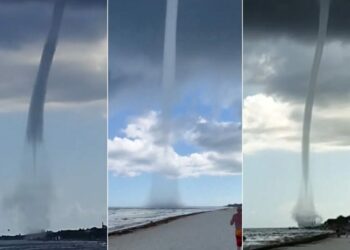 VIDEO | Tromba marina de hasta 900 metros se forma en Playa del Carmen