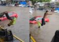 VIDEO | Arman competencia de clavados ante inundación en Mercado de Abastos de Guadalajara