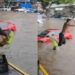 VIDEO | Arman competencia de clavados ante inundación en Mercado de Abastos de Guadalajara