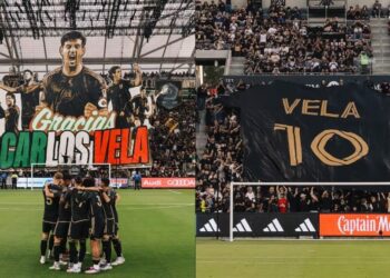 Carlos Vela reacciona al tatuaje de un fan del LAFC durante homenaje