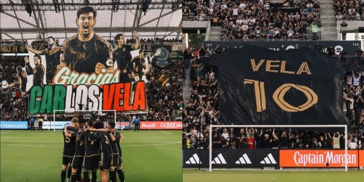Carlos Vela reacciona al tatuaje de un fan del LAFC durante homenaje