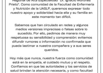 La Facultad de Enfermería pide respeto para estudiante accidentada y su familia