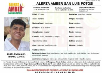 Alerta Amber para localizar a adolescente de 15 años en San Luis Potosí