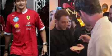 ¡Charles Leclerc da su autógrafo en una tortilla!