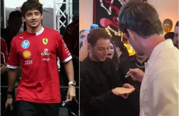 ¡Charles Leclerc da su autógrafo en una tortilla!