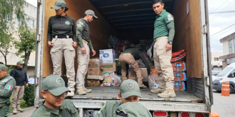 La Guardia Civil Estatal envía ayuda humanitaria recabada hacia la Huasteca Potosina