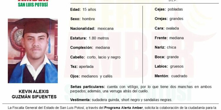 FGESLP activa Alerta Amber para localizar a adolescente de 15 años