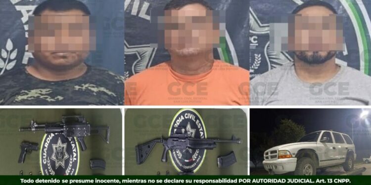 Detienen a tres en Tanquián por portar armas de fuego y resistirse