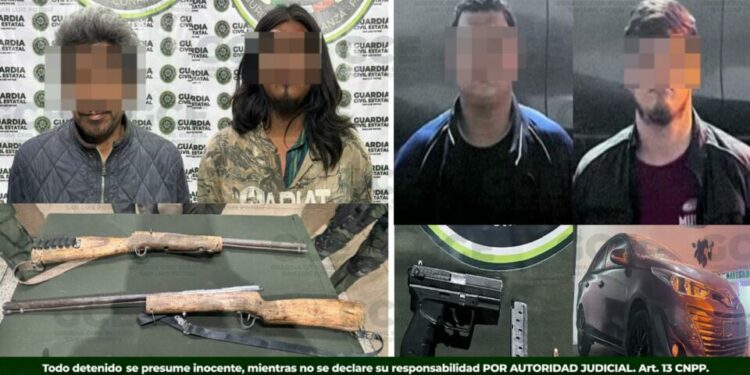 Detienen a cuatro hombres por presunta portación de armas de fuego en distintos hechos