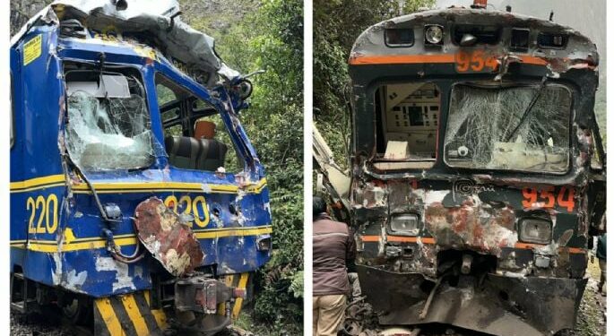 Al menos 15 heridos tras choque de dos trenes en vía férrea rumbo a Machu Picchu