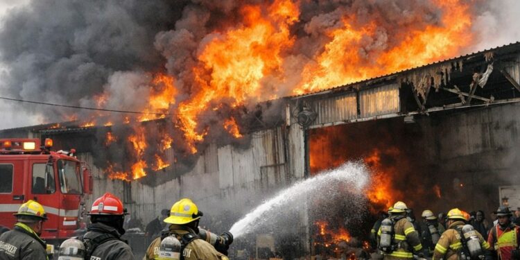 Reportan incendio en bodega de alimentos en Acolman