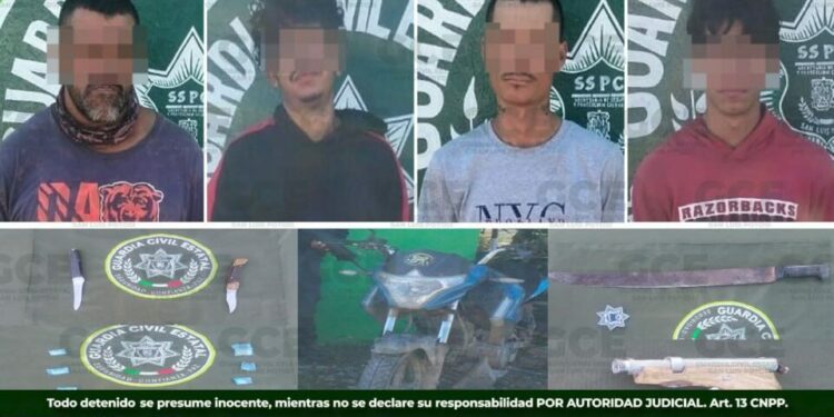Detienen a cuatro personas por presuntos delitos en la Huasteca potosina