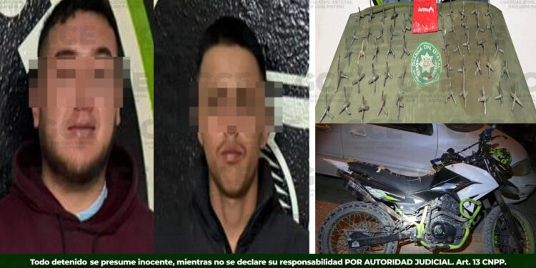 Detienen a dos hombres con “ponchallantas” en Matehuala y a menor por robo en plaza comercial