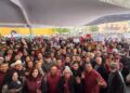 Asamblea de Morena en Plaza Aranzazú registra acarreo y reparto de alimentos