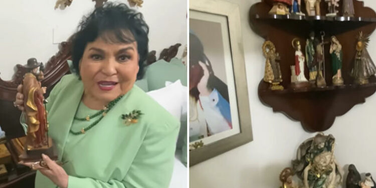 Figuras religiosas y muñecas de trapo: tras polémica con Beto reviven video en donde Carmen Salinas muestra el altar que tenía en su casa
