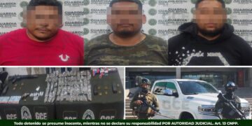 Guardia Civil Estatal detiene a tres personas en Villa de Reyes; aseguran armas, droga y vehículo