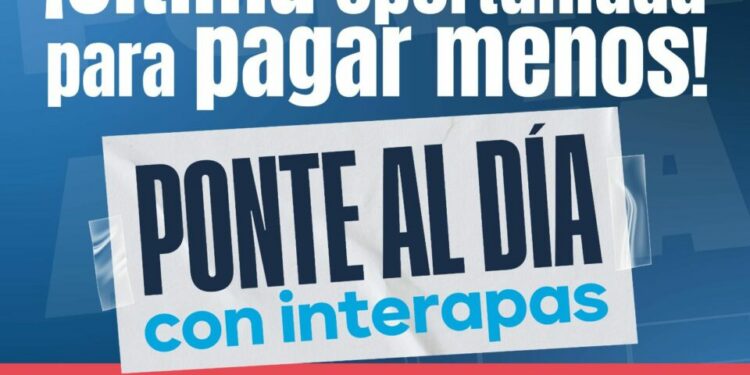 Última etapa para regularizar adeudos con INTERAPAS; descuentos de hasta 50%