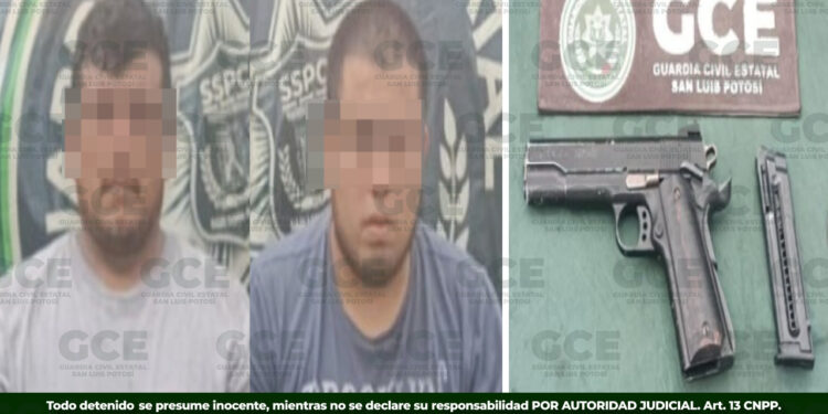 Detienen a dos hombres armados en Aquismón; aseguran arma y vehículo
