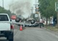 Vuelca vehículo en la lateral de la carretera 57; hay un lesionado