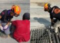 Rescatan a adulto mayor que quedó atrapado en alcantarilla