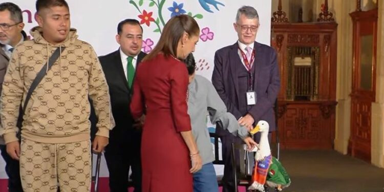 ‘Merlín’ el pato viral fue recibido por la presidenta