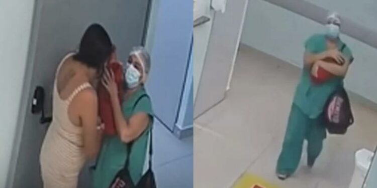 VIDEO | Enfermera intenta robar a una recién nacida; tía logró rescatarla antes de que huyera