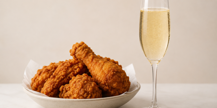 Olvídate del caviar: la champaña alcanza otro nivel junto al pollo frito
