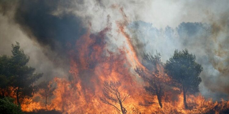 Atenas sigue bajo amenaza por incendios forestales
