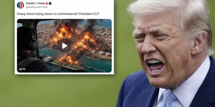 Trump publica video generado con IA que muestra la isla iraní de Jarg ‘siendo volada en pedazos’