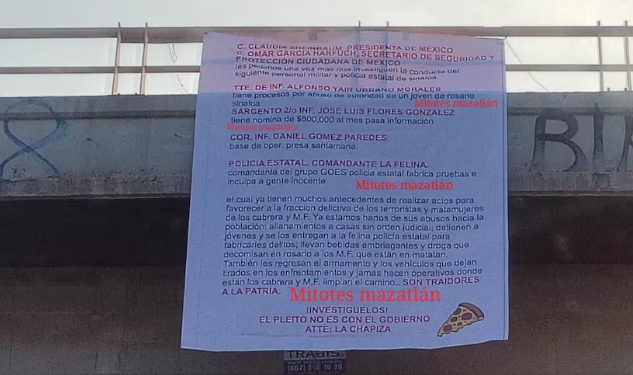 Aparecen narcomantas en Sinaloa presuntamente atribuidas a ‘La Chapiza’