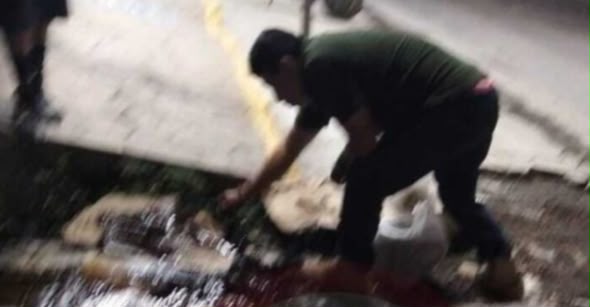 Menor cae al resbalar con aceite en carretera de Tamazunchale
